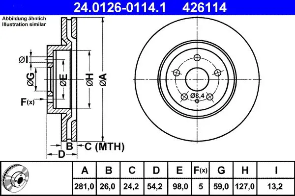 Handler.Part Brake disc ATE 24012601141 1