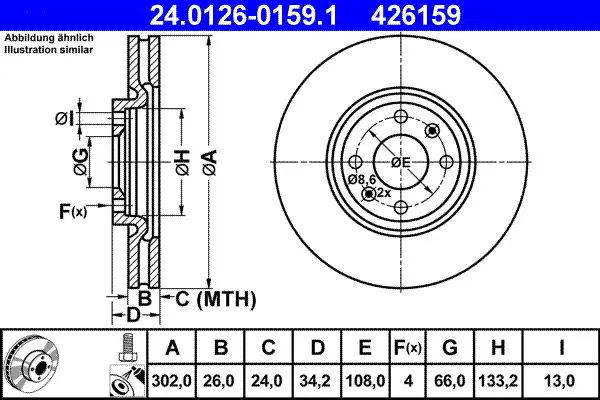 Handler.Part Brake disc ATE 24012601591 1