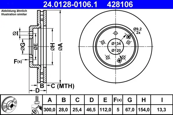 Handler.Part Brake disc ATE 24012801061 1