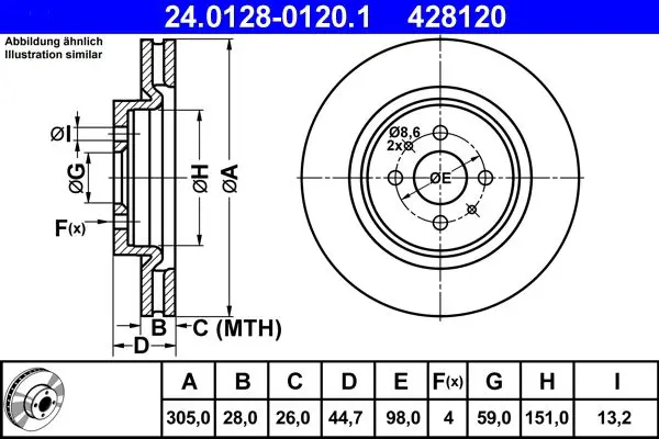 Handler.Part Brake disc ATE 24012801201 1