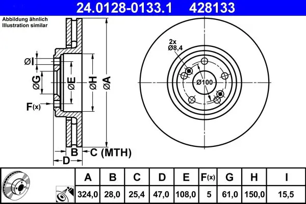 Handler.Part Brake disc ATE 24012801331 1