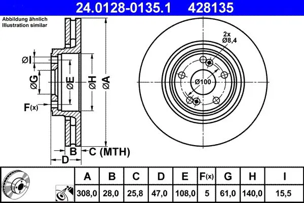 Handler.Part Brake disc ATE 24012801351 1