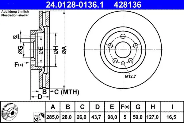 Handler.Part Brake disc ATE 24012801361 1