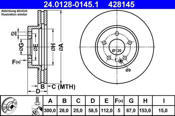 Handler.Part Brake disc ATE 24012801451 1