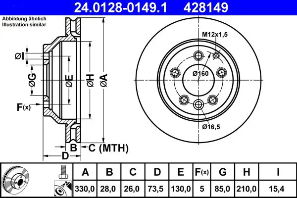 Handler.Part Brake disc ATE 24012801491 1