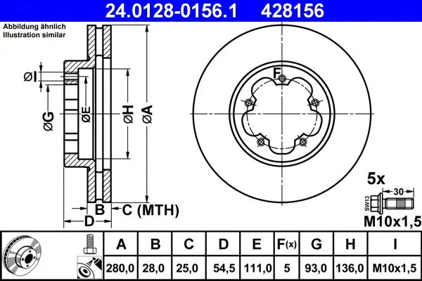 Handler.Part Brake disc ATE 24012801561 1