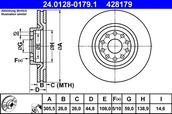 Handler.Part Brake disc ATE 24012801791 1