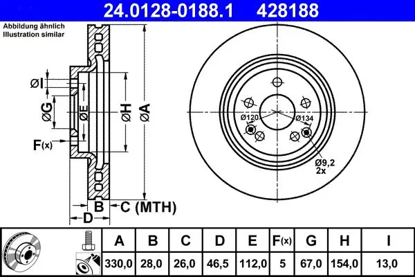 Handler.Part Brake disc ATE 24012801881 1