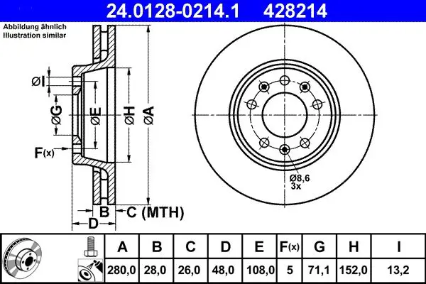 Handler.Part Brake disc ATE 24012802141 1