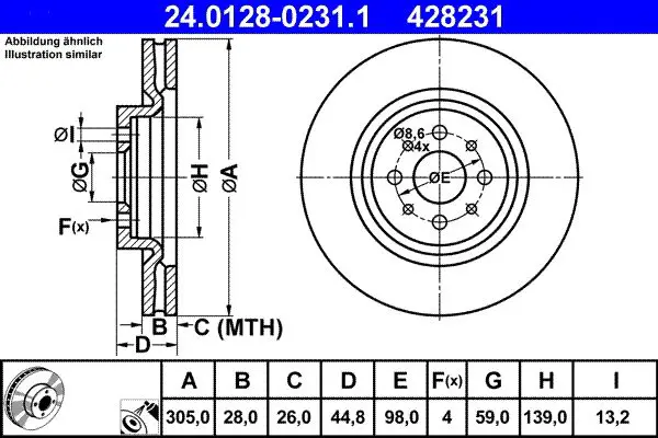 Handler.Part Brake disc ATE 24012802311 1