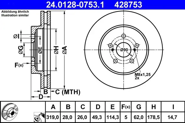 Handler.Part Brake disc ATE 24012807531 1