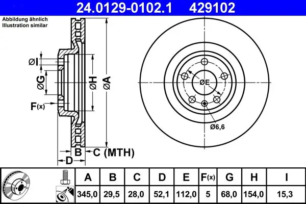 Handler.Part Brake disc ATE 24012901021 1