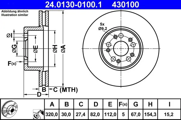 Handler.Part Brake disc ATE 24013001001 1