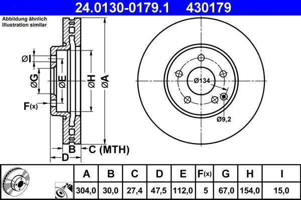 Handler.Part Brake disc ATE 24013001791 1