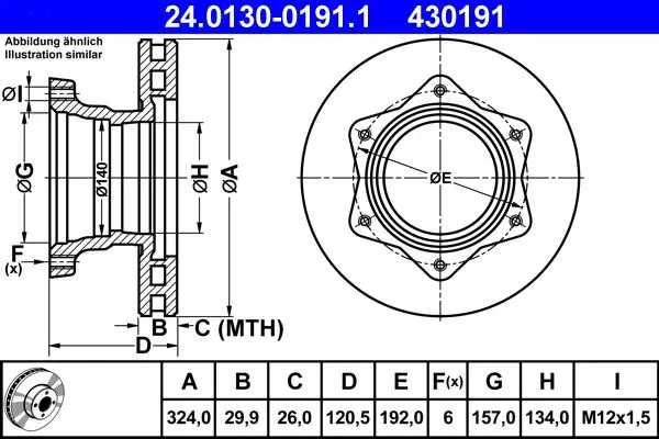 Handler.Part Brake disc ATE 24013001911 1