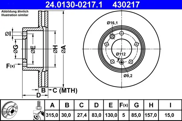 Handler.Part Brake disc ATE 24013002171 1