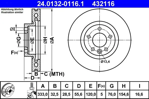 Handler.Part Brake disc ATE 24013201161 1