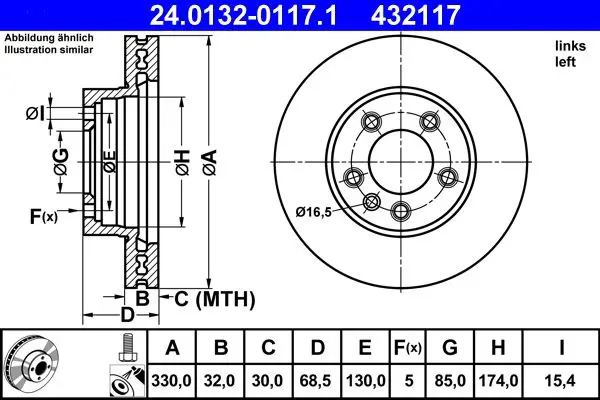 Handler.Part Brake disc ATE 24013201171 1