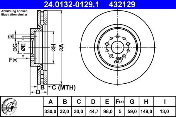 Handler.Part Brake disc ATE 24013201291 1