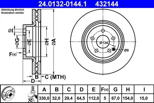 Handler.Part Brake disc ATE 24013201441 1