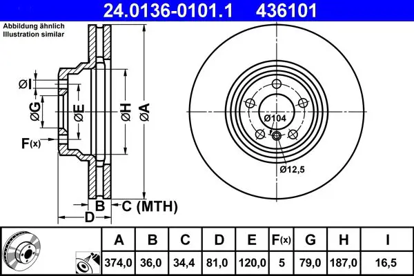 Handler.Part Brake disc ATE 24013601011 1