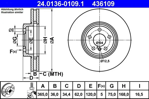 Handler.Part Brake disc ATE 24013601091 1