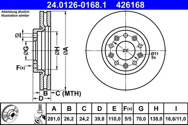 Handler.Part Brake disc ATE 24012601681 1