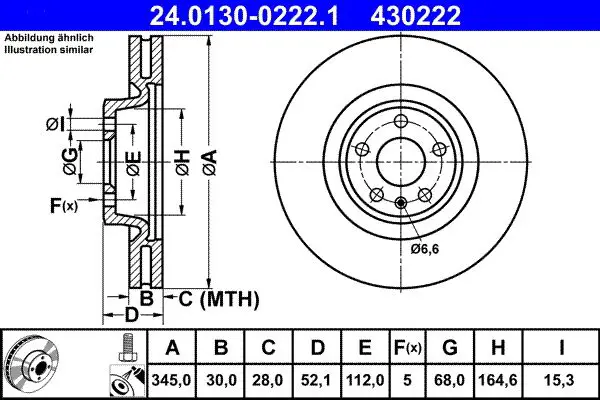 Handler.Part Brake disc ATE 24013002221 1