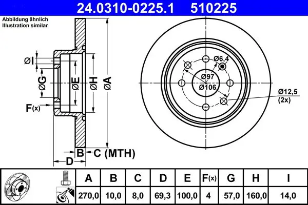 Handler.Part Brake disc ATE 24031002251 1