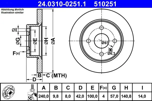 Handler.Part Brake disc ATE 24031002511 1