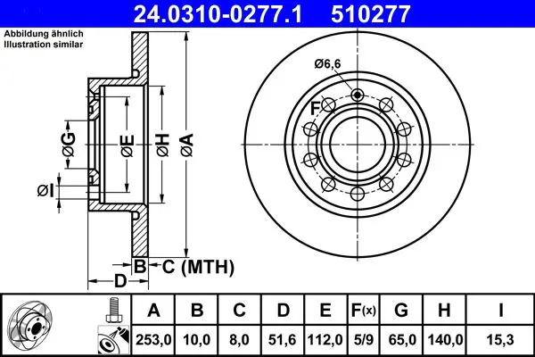 Handler.Part Brake disc ATE 24031002771 1