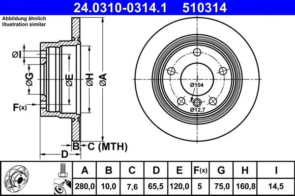 Handler.Part Brake disc ATE 24031003141 1