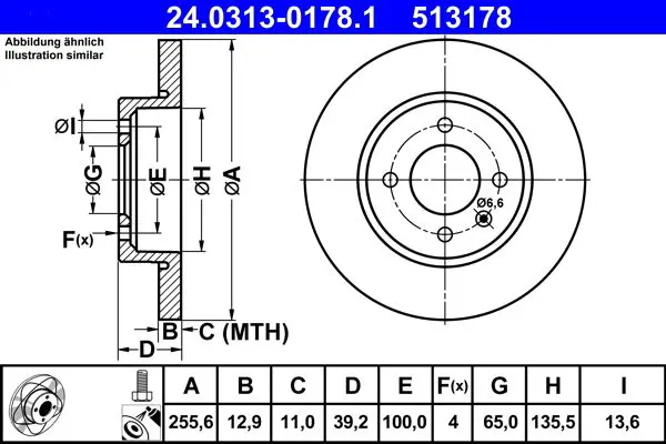 Handler.Part Brake disc ATE 24031301781 1