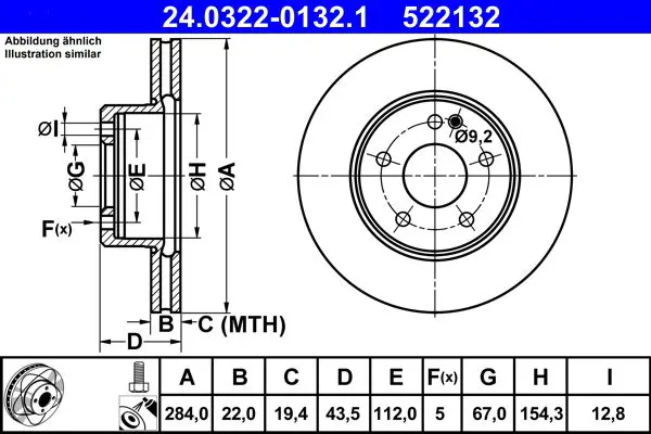 Handler.Part Brake disc ATE 24032201321 1