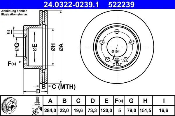 Handler.Part Brake disc ATE 24032202391 1