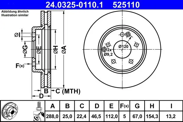 Handler.Part Brake disc ATE 24032501101 1