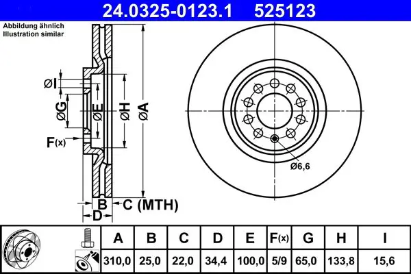 Handler.Part Brake disc ATE 24032501231 1