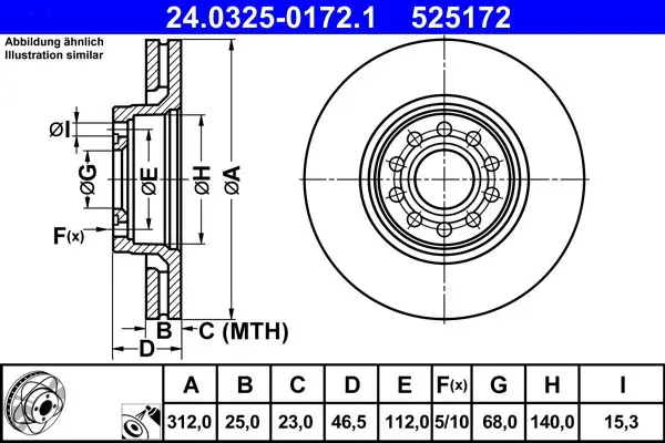 Handler.Part Brake disc ATE 24032501721 1