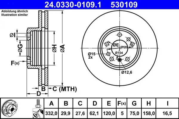 Handler.Part Brake disc ATE 24033001091 1