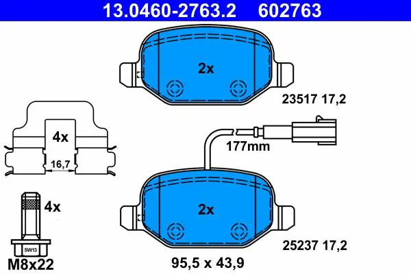 Handler.Part Brake pad set, disc brake ATE 13046027632 1