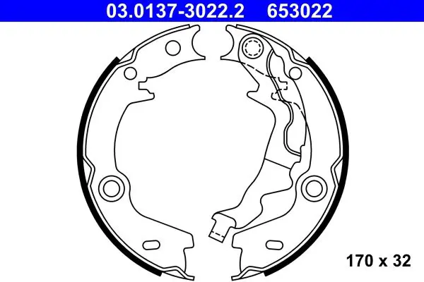 Handler.Part Brake shoe set, parking brake ATE 03013730222 1