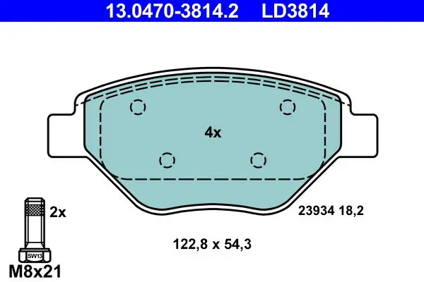 Handler.Part Brake pad set, disc brake ATE 13047038142 1