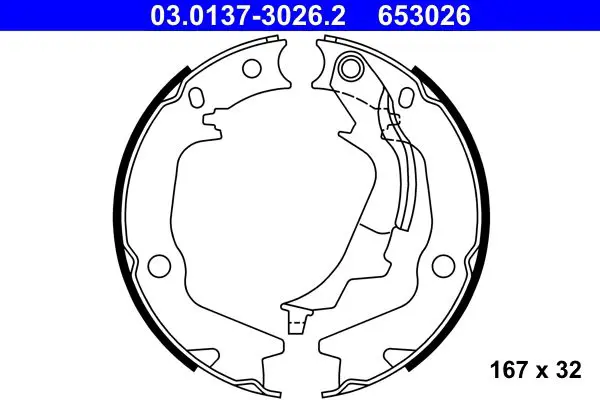 Handler.Part Brake shoe set, parking brake ATE 03013730262 1