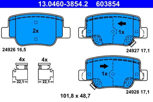 Handler.Part Brake pad set, disc brake ATE 13046038542 1