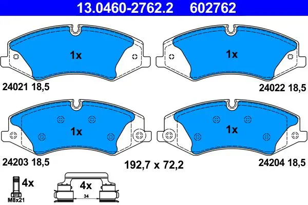 Handler.Part Brake pad set, disc brake ATE 13046027622 1