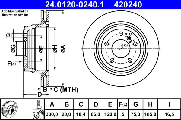 Handler.Part Brake disc ATE 24012002401 1