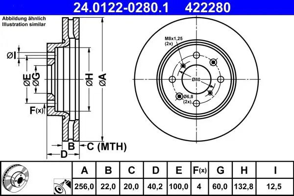 Handler.Part Brake disc ATE 24012202801 1