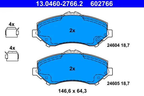 Handler.Part Brake pad set, disc brake ATE 13046027662 1