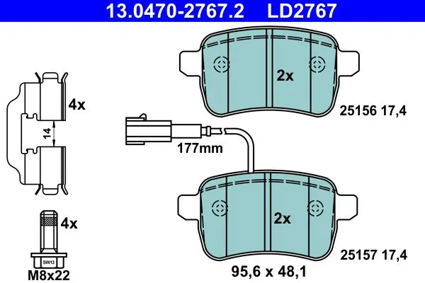 Handler.Part Brake pad set, disc brake ATE 13047027672 1