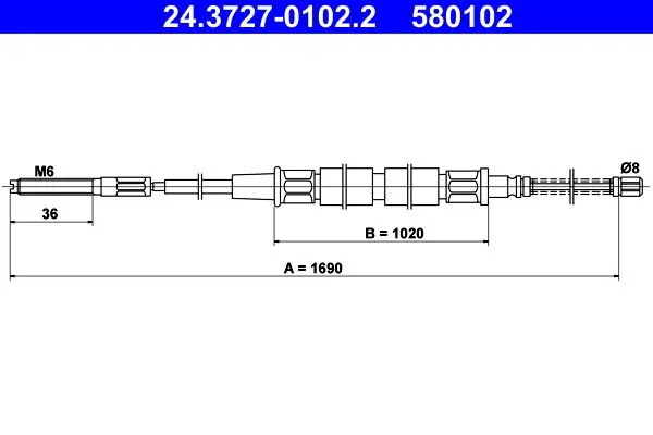 Handler.Part Cable, parking brake ATE 24372701022 1